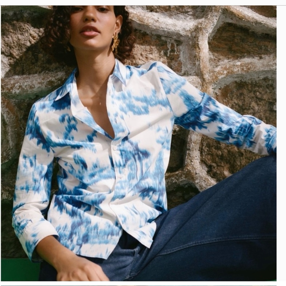 Zara Printed Poplin Top